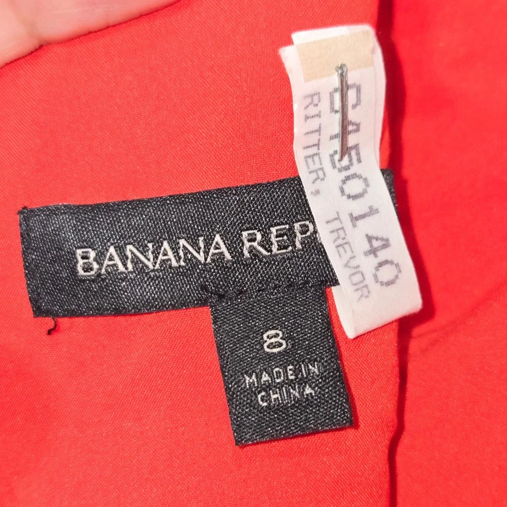 Banana Republic Red Linen Blend Short Sleeve V-Back Romper Size 8 Ptp:19